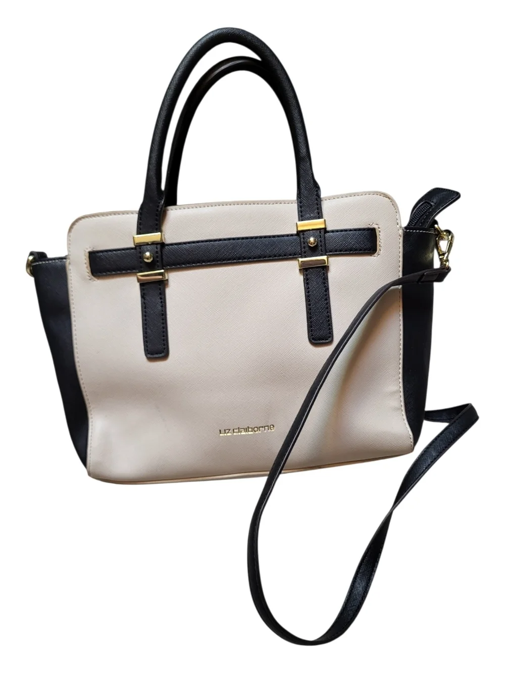 Liz Claiborne Mini Tuxedo Tote Bag in Cream and Black